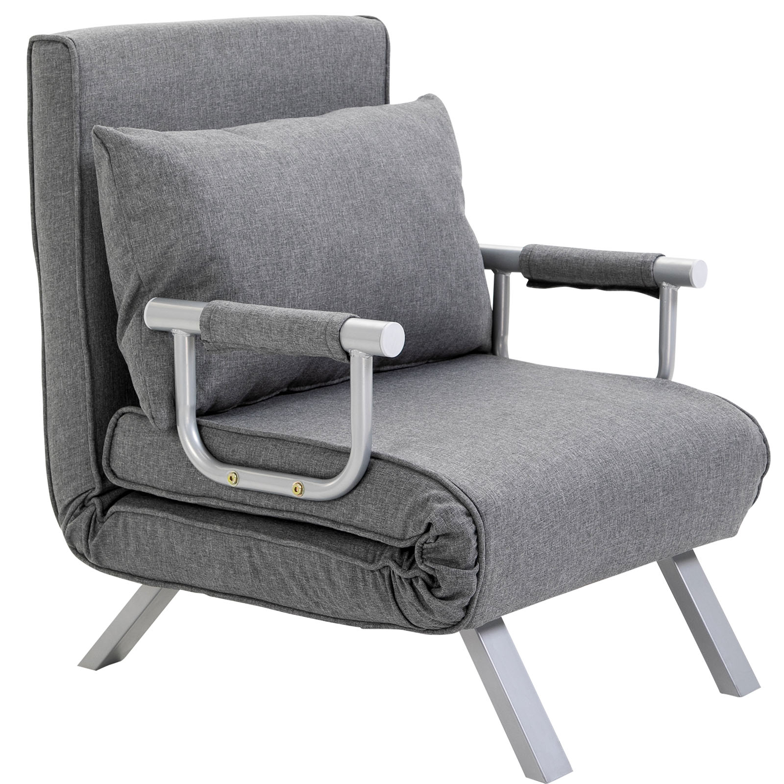 HOMCOM Relaxfauteuil, Ligstoel, Zitzak met Slaapfunctie, 65 cm x 69 cm x 80 cm, Grijs