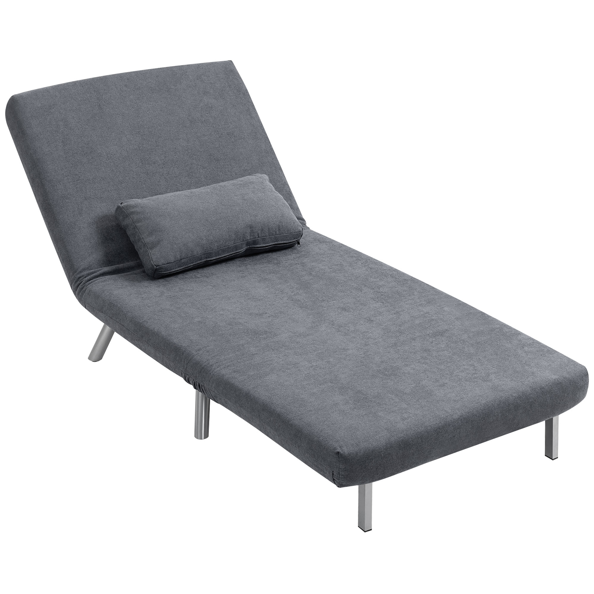 HOMCOM Fauteuil met Bedfunctie, 2-in-1 Ontwerp, Slaapfauteuil, Gastbed, Stofbekleding, met Kussen, Donkergrijs