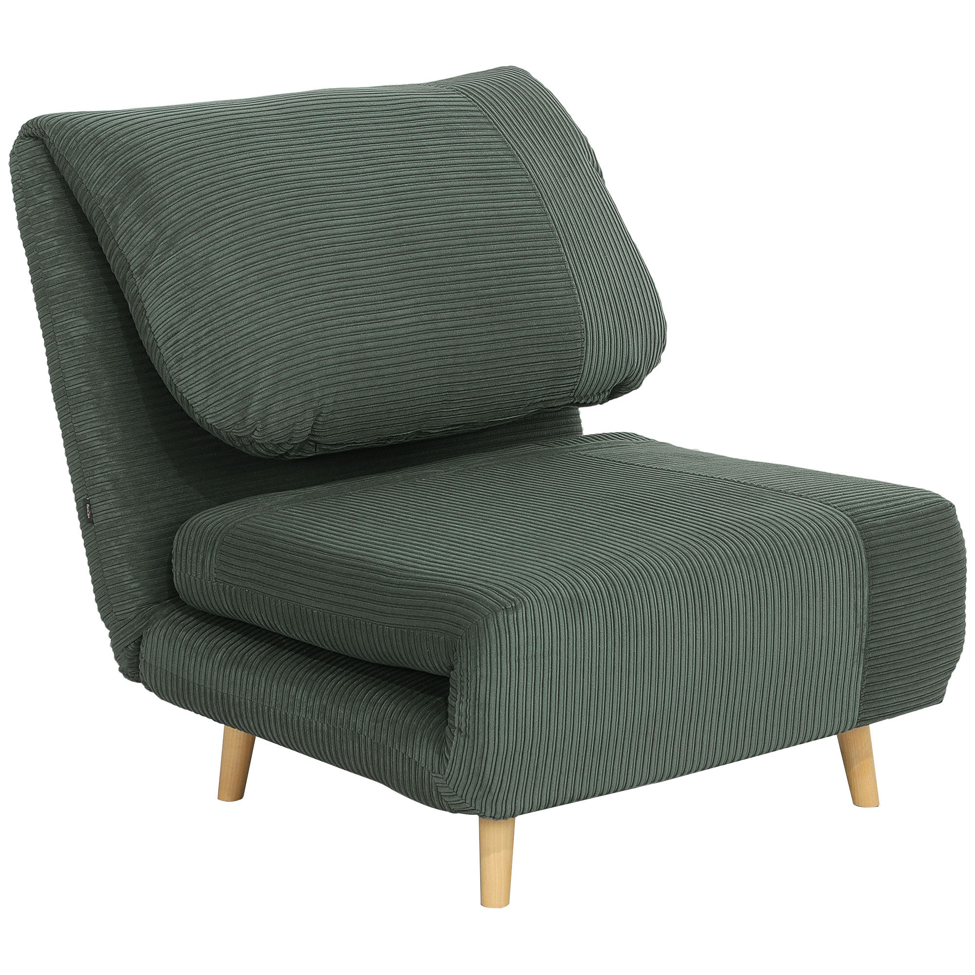 HOMCOM 2-in-1 Slaapfauteuil en Gastenbed, Verstelbare Hoofdsteun Ribfluweel 82 cm x 89 cm x 83 cm Groen