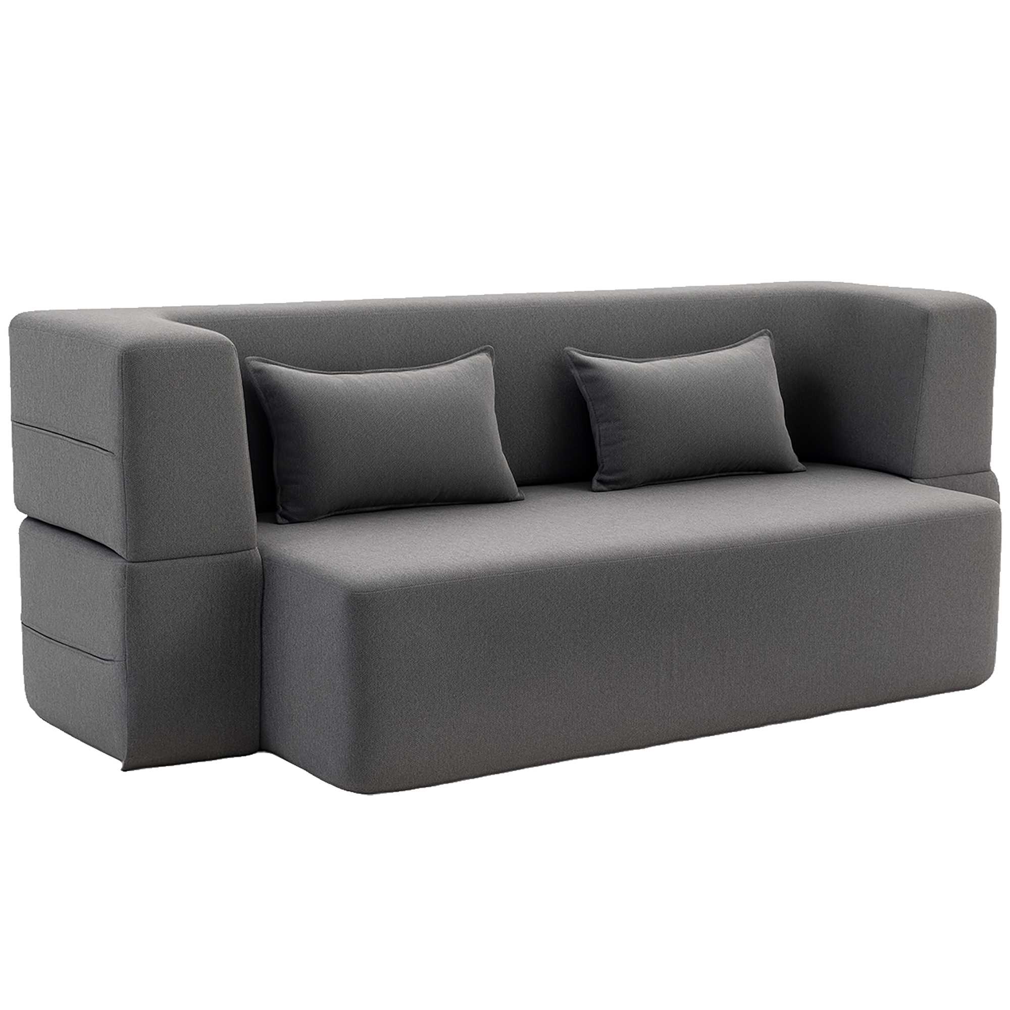 HOMCOM 2-zits slaapbank van schuim, slaapbank met brede armleuningen, 2 kussens, draagvermogen 360 kg, grijs