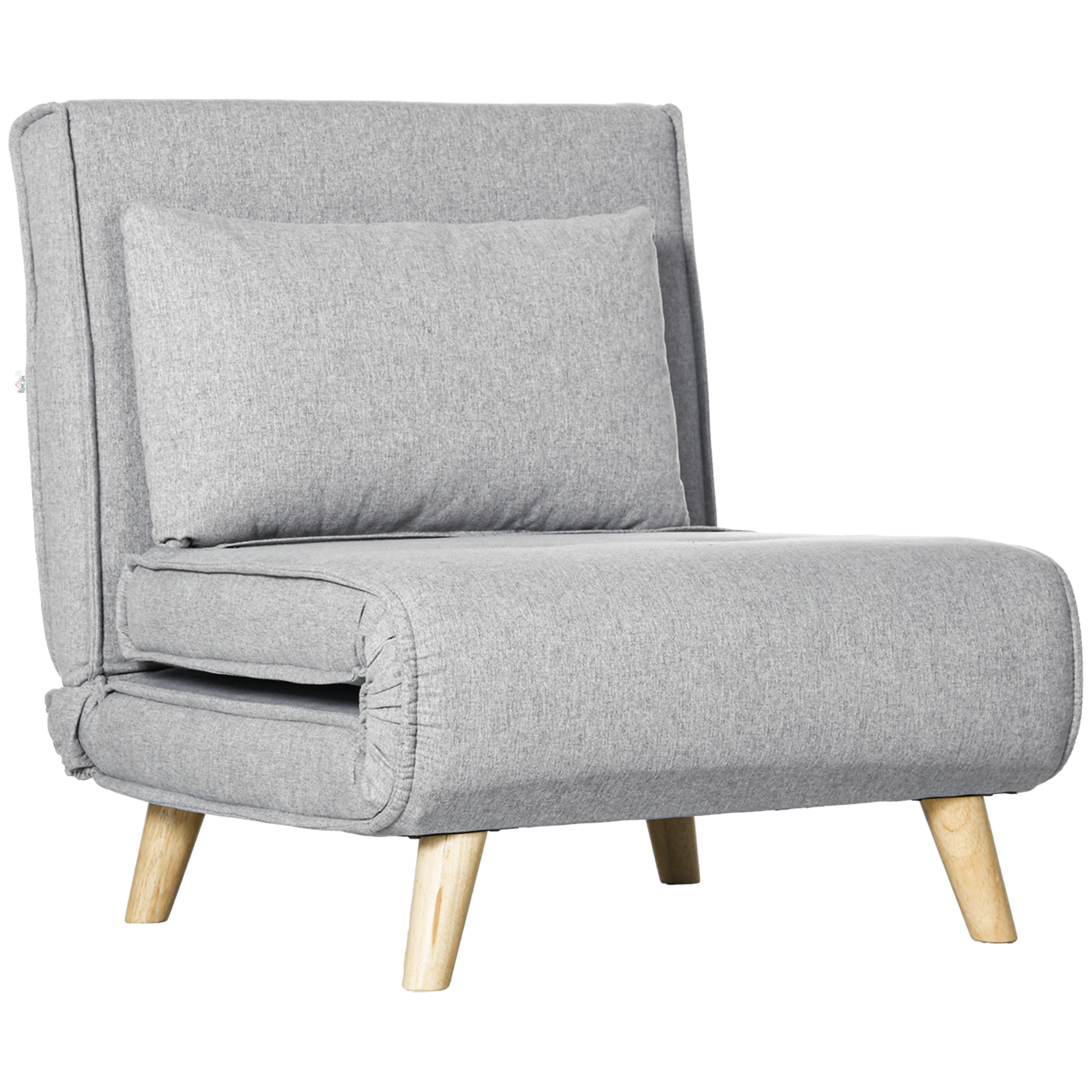 HOMCOM Slaapfauteuil multifunctioneel 6-traps verstelbare leuning linnenlook tot 150 kg 72x78x79 cm lichtgrijs | Aosom.nl