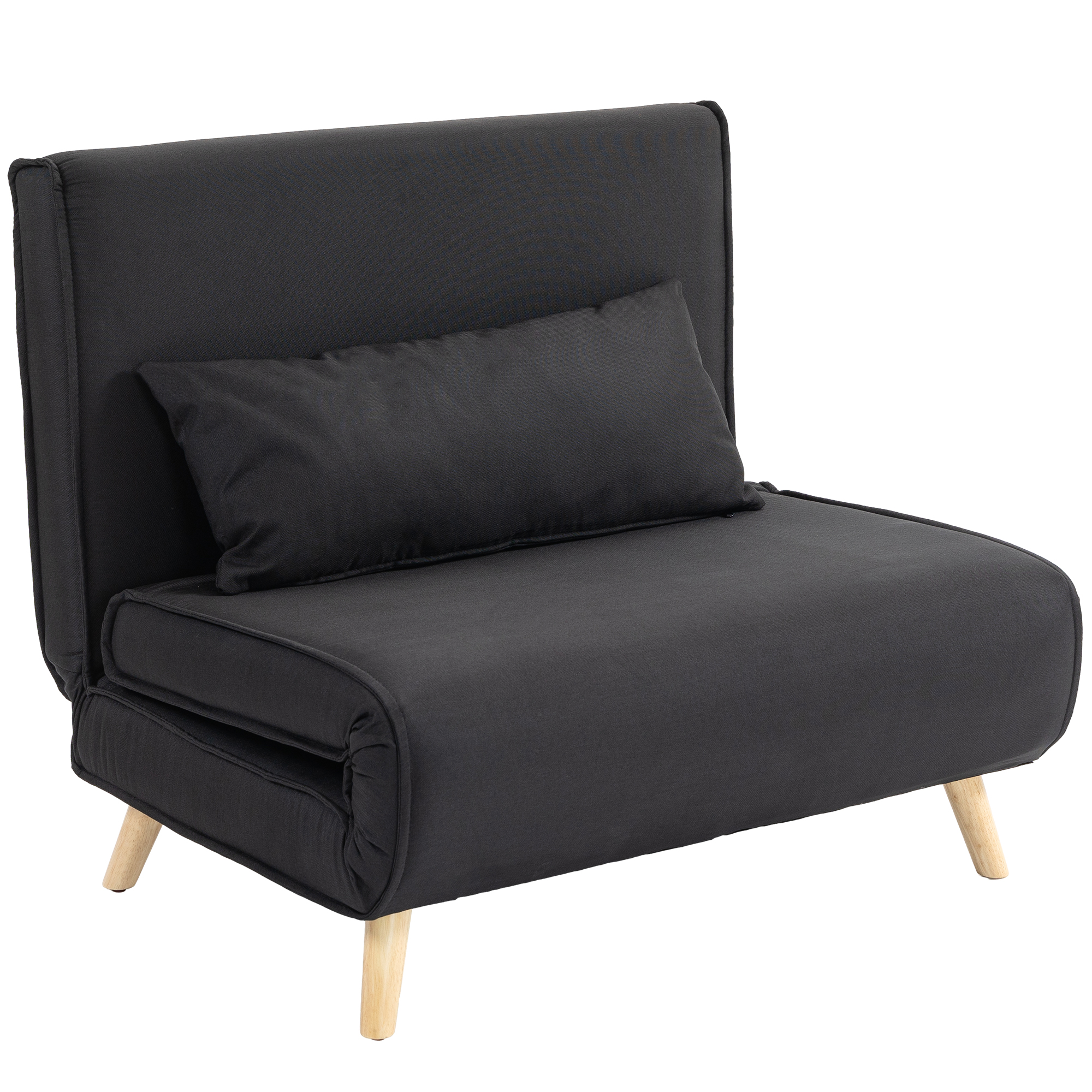 HOMCOM relaxstoel met bedfunctie, modern design, voor 1 persoon, stevig tot 350 kg, multifunctioneel, 94 x 78 x 80 cm, zwart | Aosom.nl