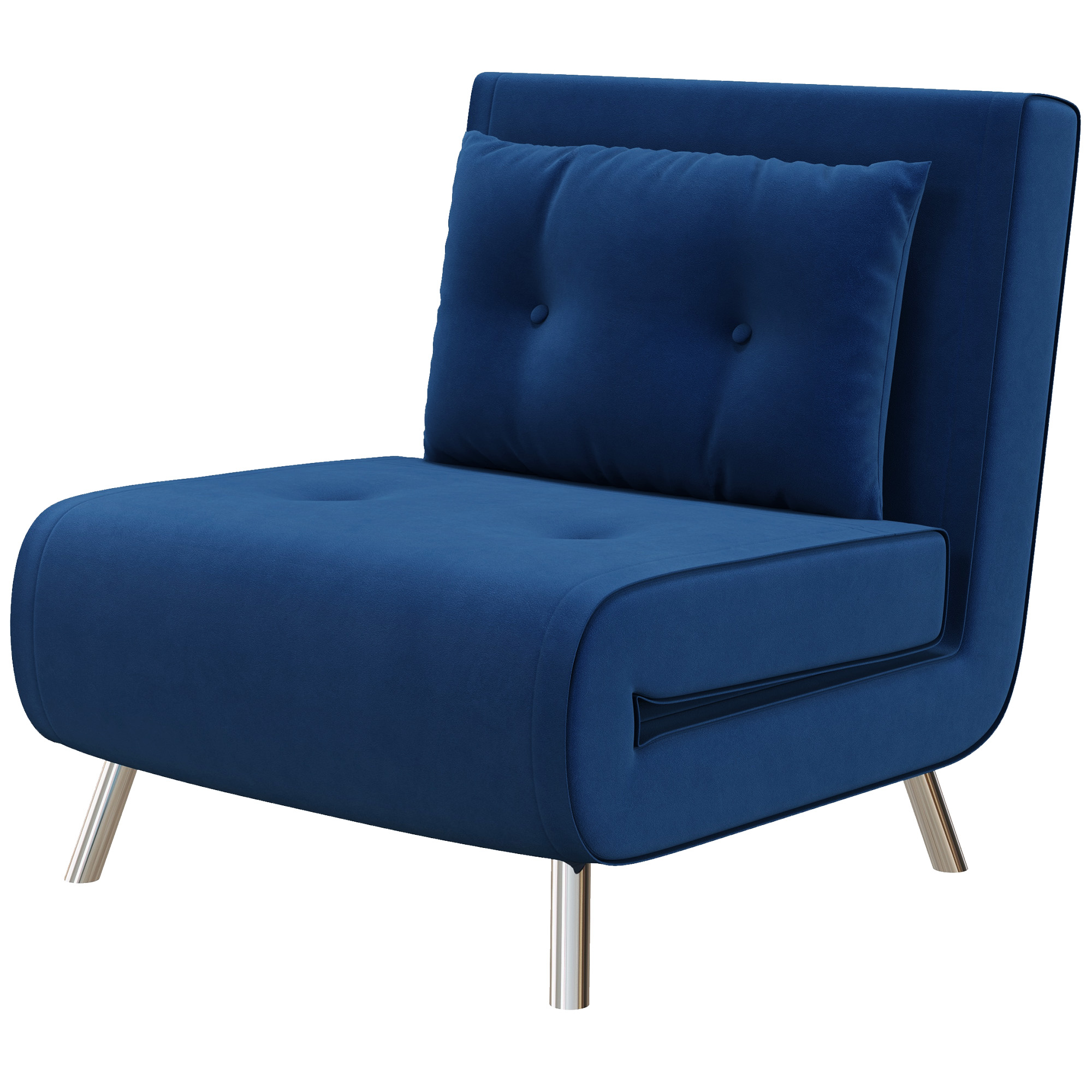HOMCOM ligstoel, multifunctioneel, slaapstoel met ligfunctie, knoopstiksels, luxe fluweellook, 77 x 88 x 83 cm, blauw | Aosom.nl