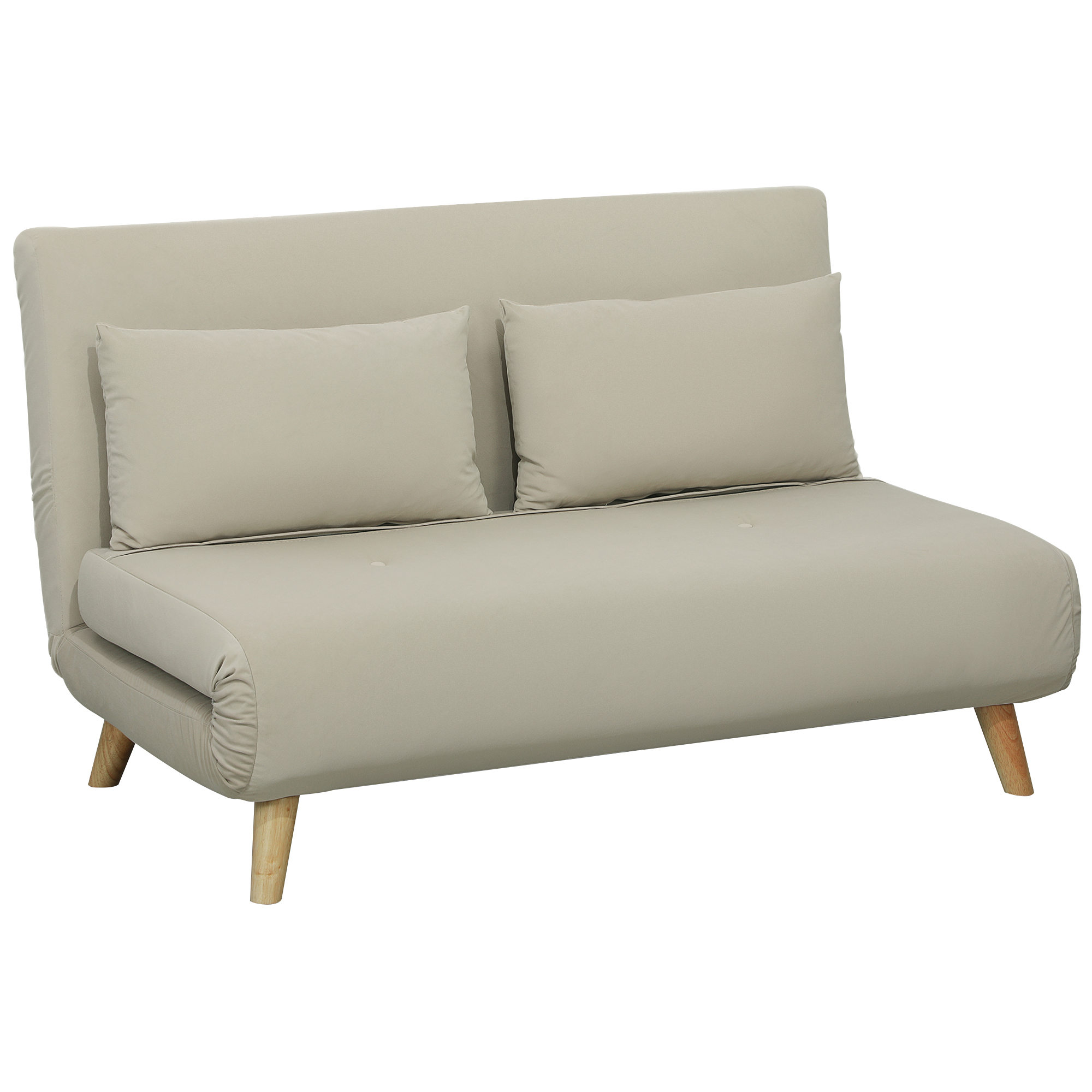 HOMCOM Slaapbank Relaxbank Sofa Couch, Incl. 2 Kussens, Fluweeloptiek, 130 x 78 x 79 cm, Beige