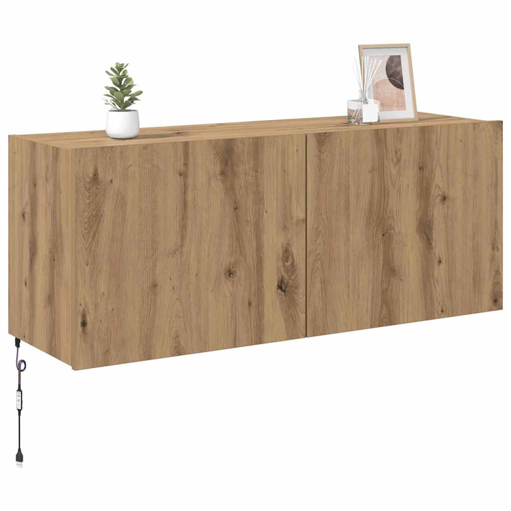 vidaXL TV Wandkast Artisan Eiken 100 x 35 x 41 cm Bewerkt hout