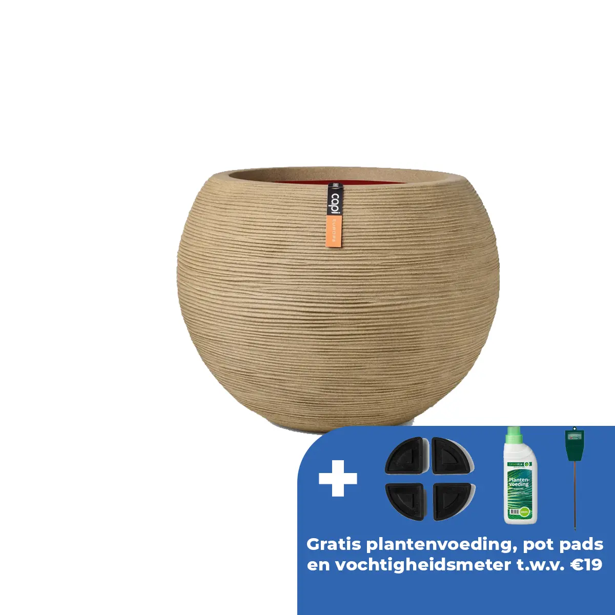 Capi Europe Vaas bol rib nl d40h32cm beige