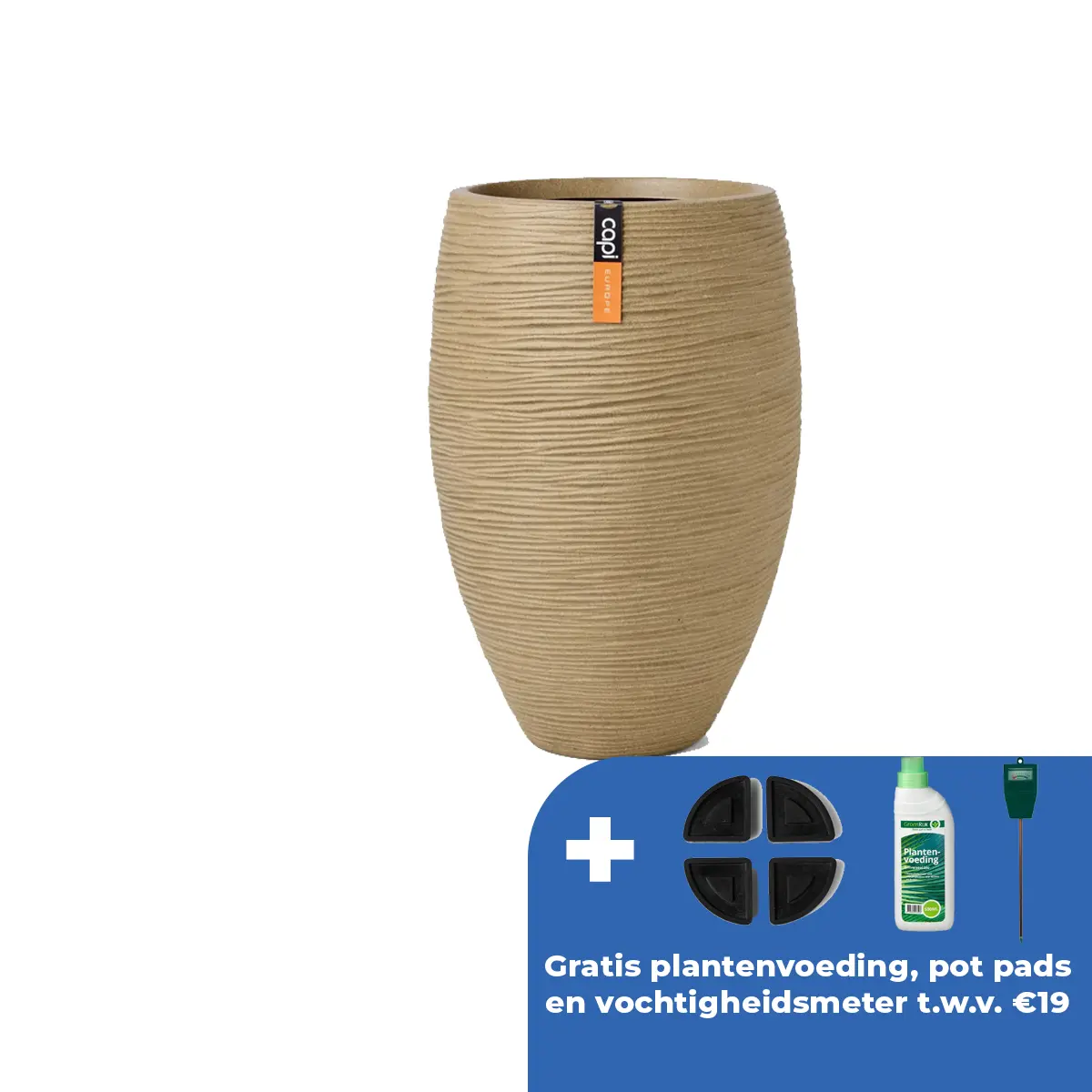 Capi Europe Vaas elegant rib nl d40h60cm beige