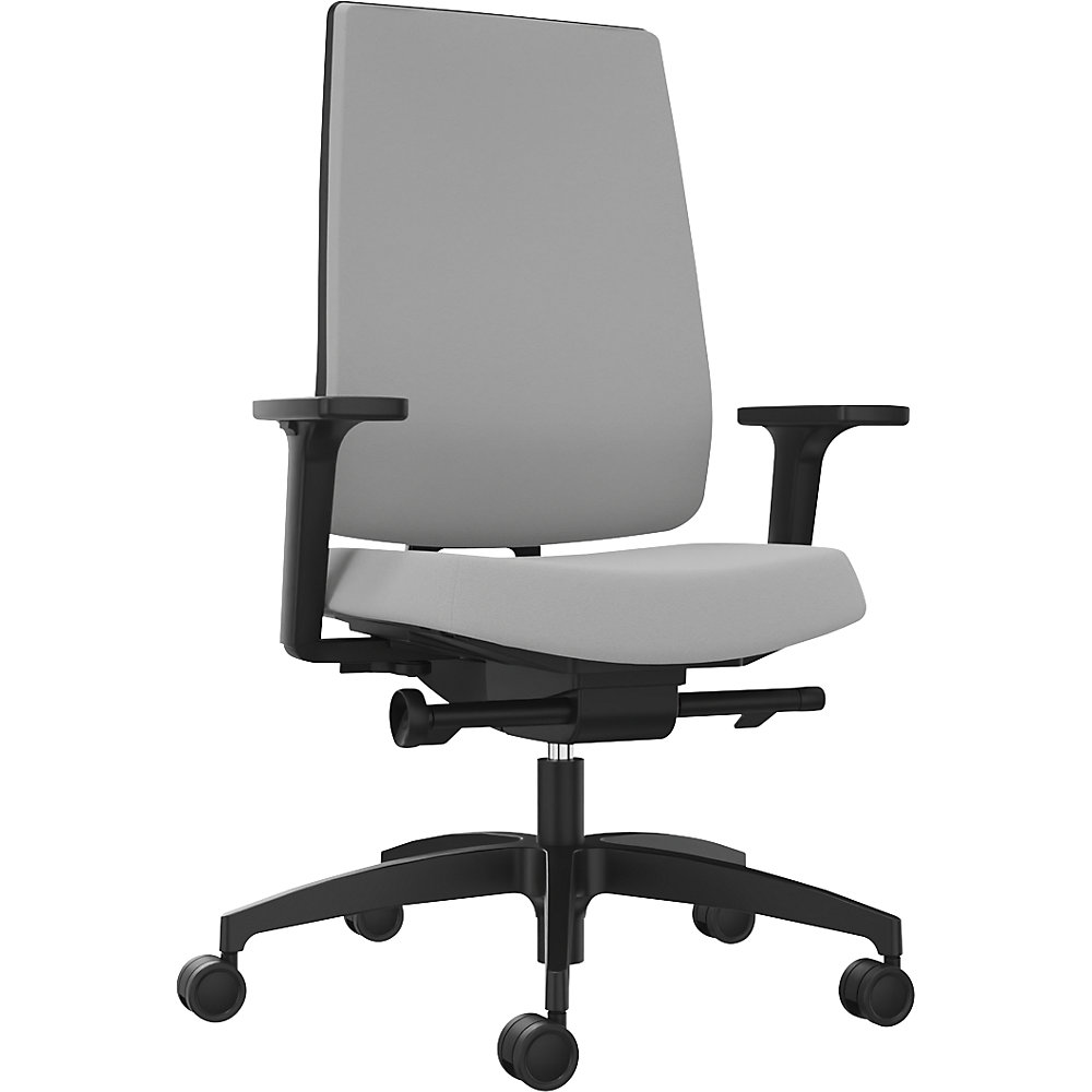 Dauphin Bureaudraaistoel INDEED, met tegendrukregeling, gestoffeerde rugleuning platinagrijs