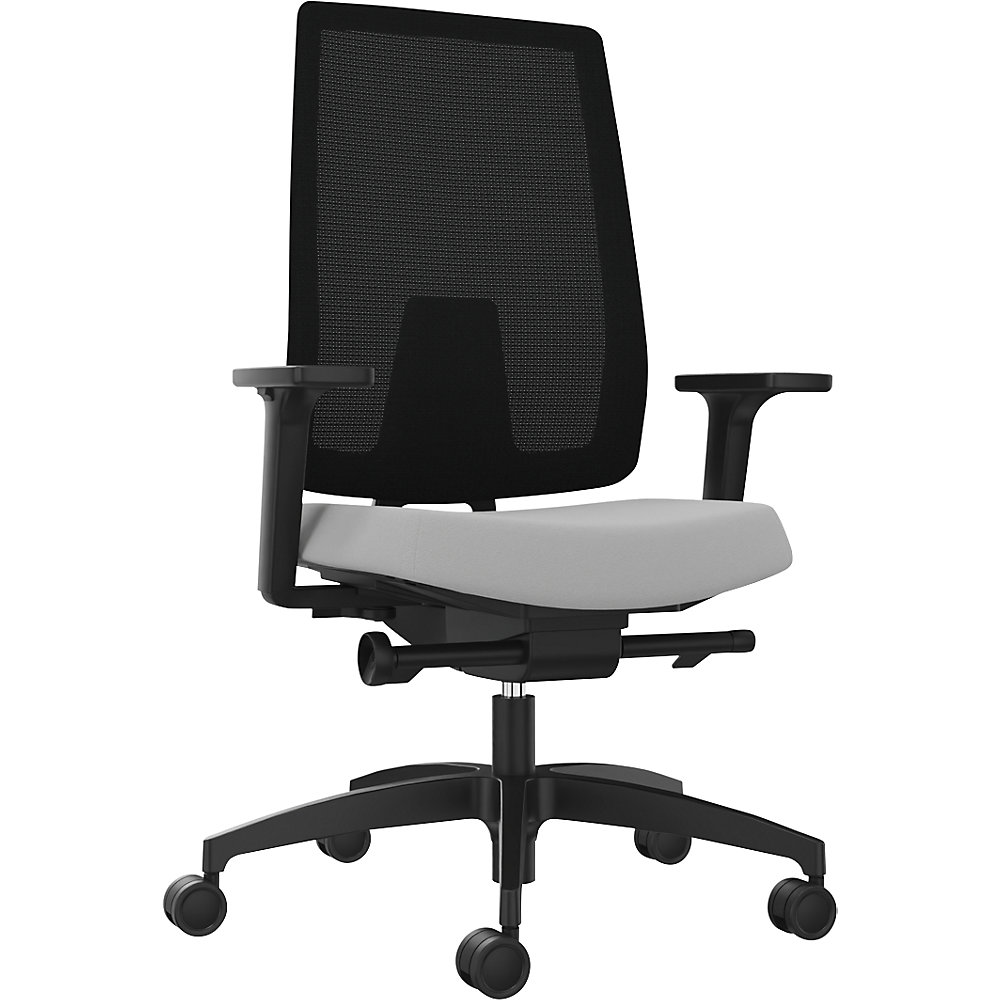 Dauphin Bureaudraaistoel INDEED, met tegendrukregeling, netrugleuning platinagrijs