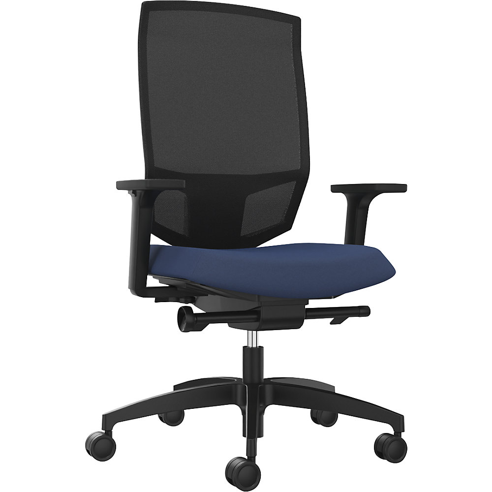Dauphin Bureaudraaistoel JUST EVO MESH, met netrugleuning, zwart, nachtblauw