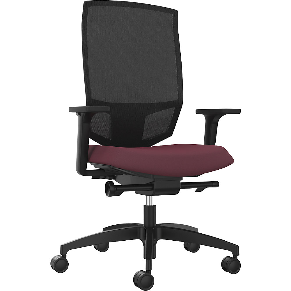 Dauphin Bureaudraaistoel JUST EVO MESH, met netrugleuning, zwart, shirazrood