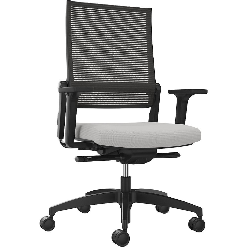 Dauphin Bureaustoel LORDO FLEX, met netrugleuning, platinagrijs