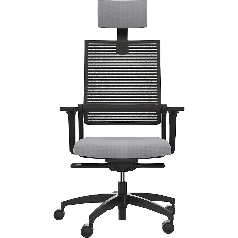 Dauphin Bureaustoel LORDO FLEX, met netrugleuning, grijs, met hoofdsteun