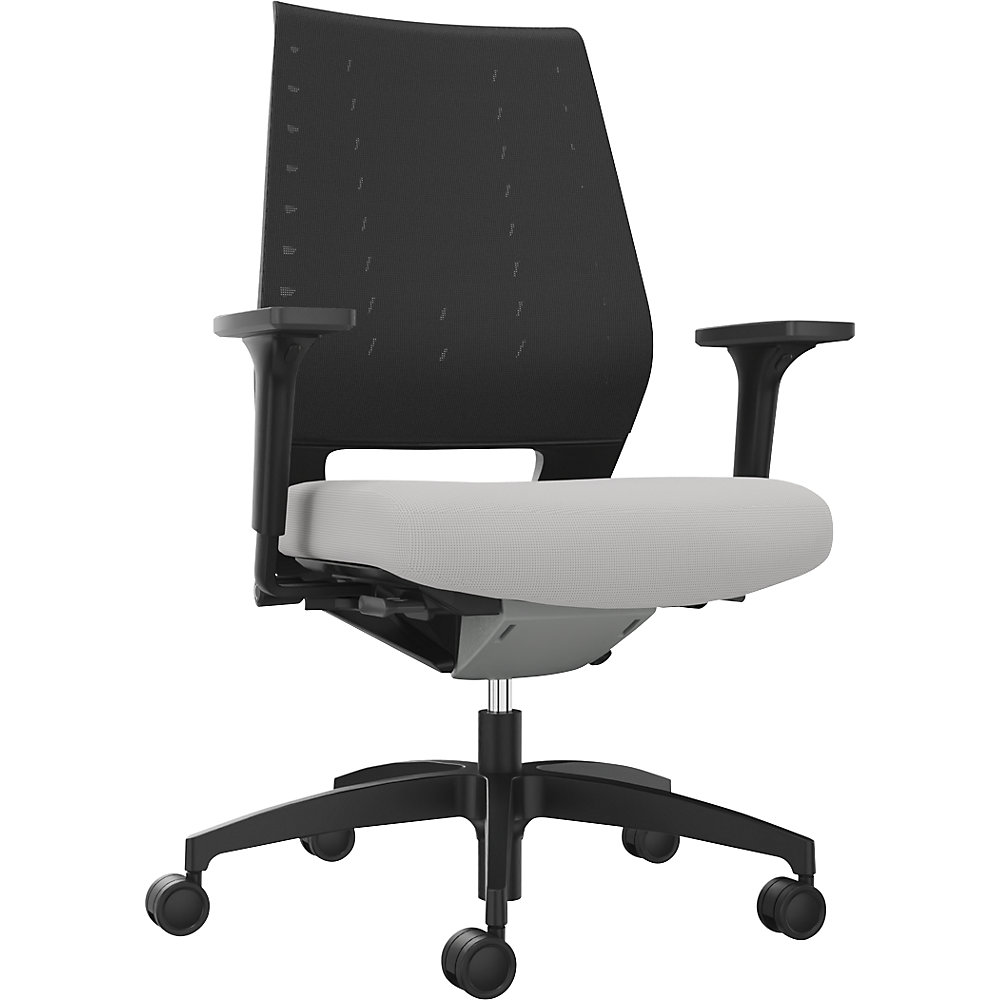 Dauphin Bureaudraaistoel X-Code, met netrugleuning, platinagrijs