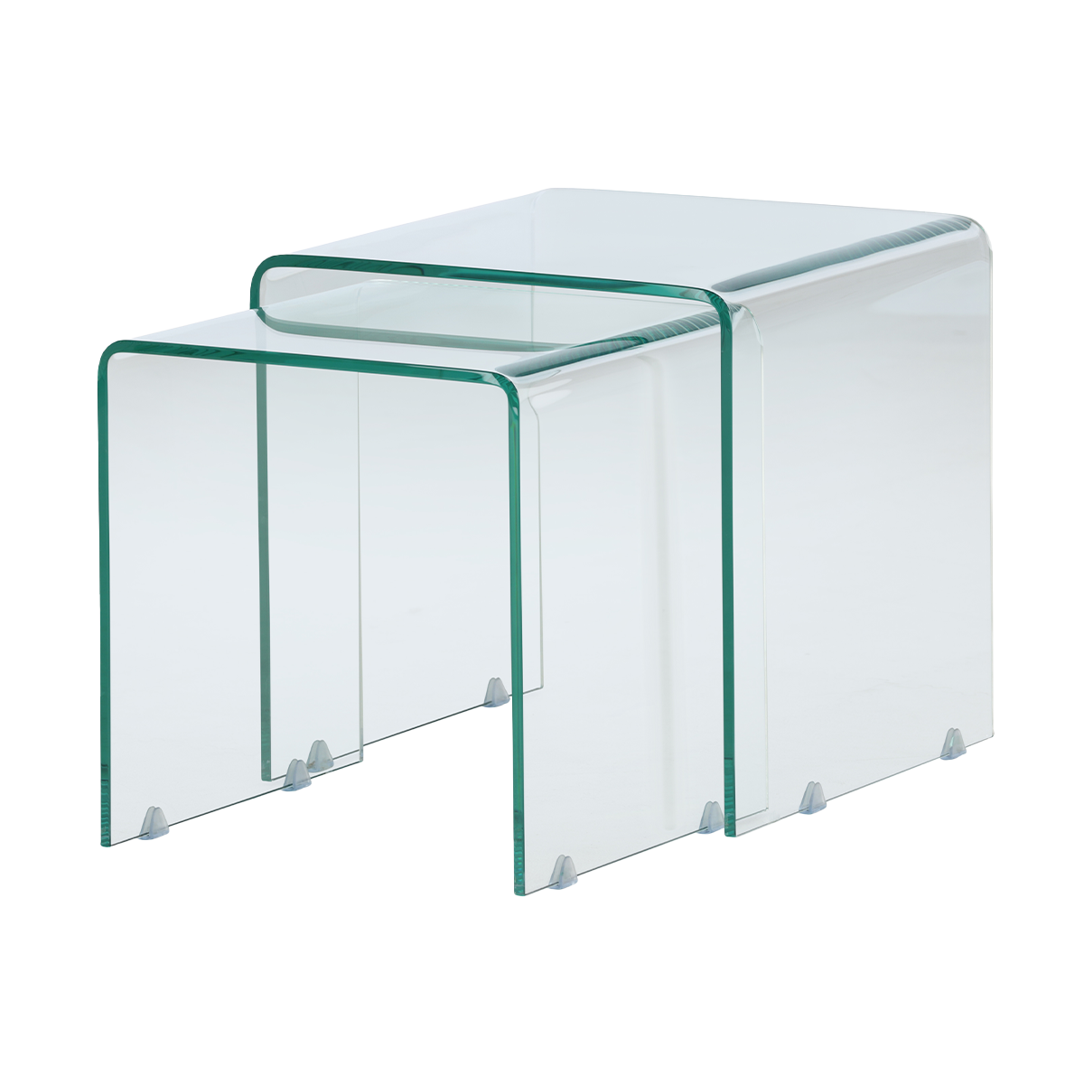 Nest living Cornelis glazen bijzettafels transparant - set van 2