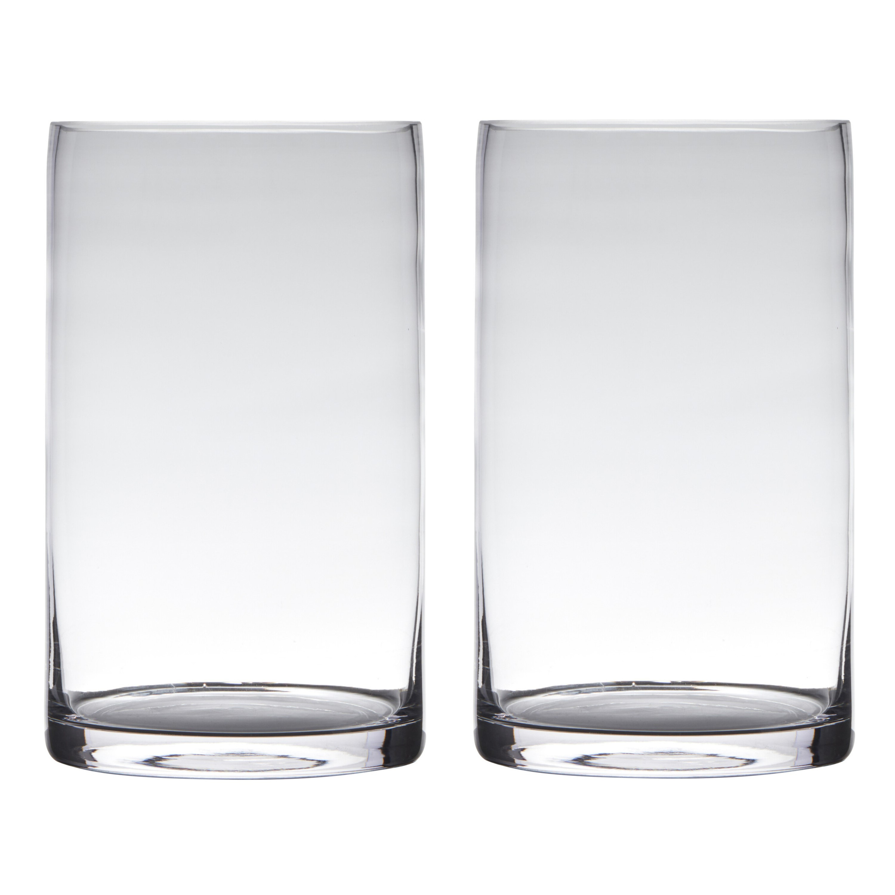 Merkloos Vaas - Set van 2x stuks - transparant - H30 x D15 cm - glas - cilinder vorm - vazen - bloemenvaas -
