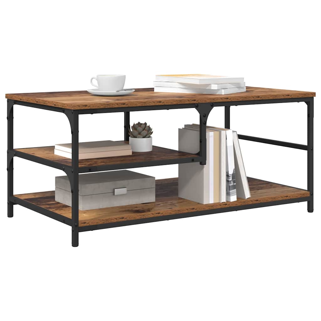 vidaXL Salontafel Oud Hout 90 x 49 x 40 cm Bewerkt hout