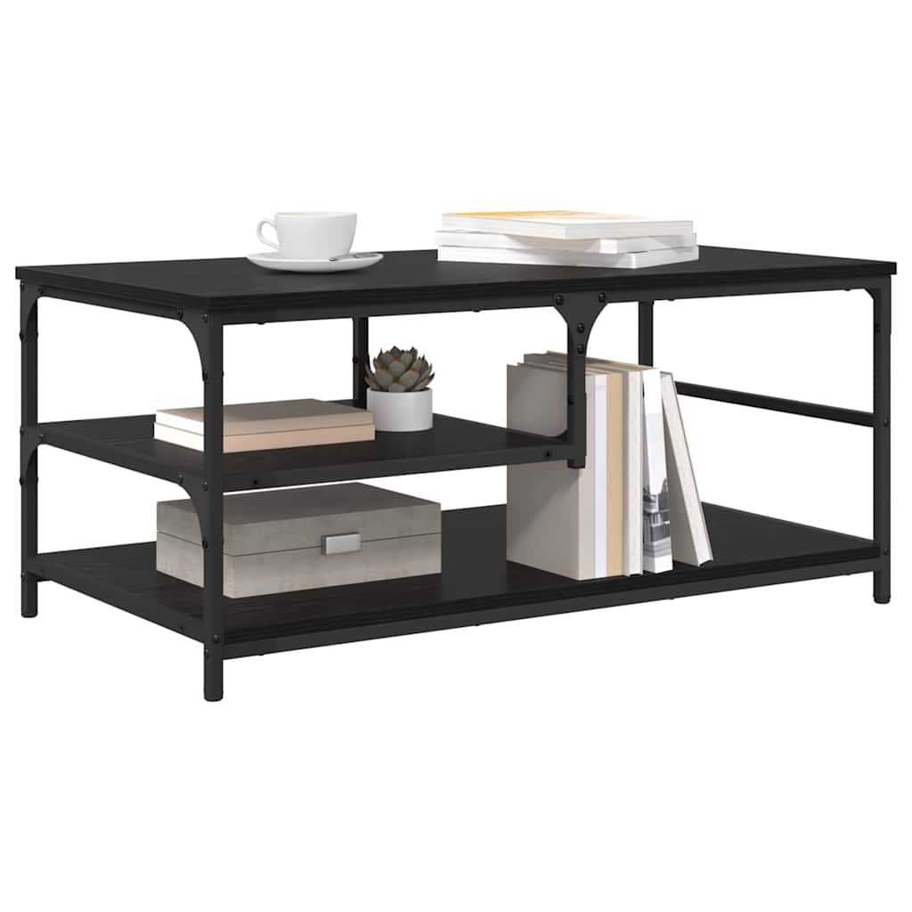 vidaXL Salontafel Zwart Eiken 90 x 49 x 40 cm Bewerkt hout