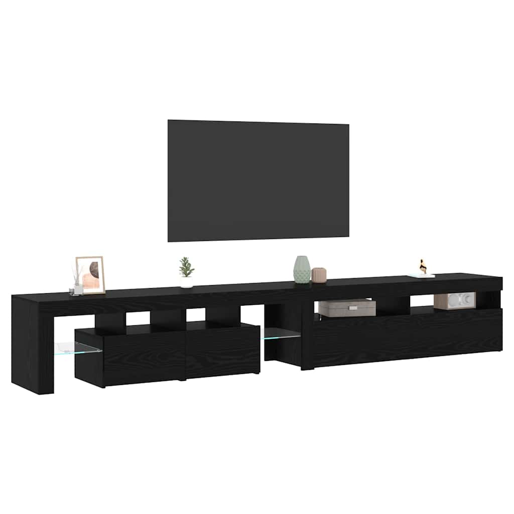 vidaXL TV-kast 2 pcs Zwart Eiken 260 x 37 x 40 cm Bewerkt hout