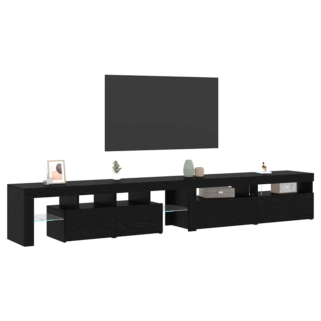 vidaXL TV-kast 3 pcs Zwart Eiken 260 x 37 x 40 cm Bewerkt hout