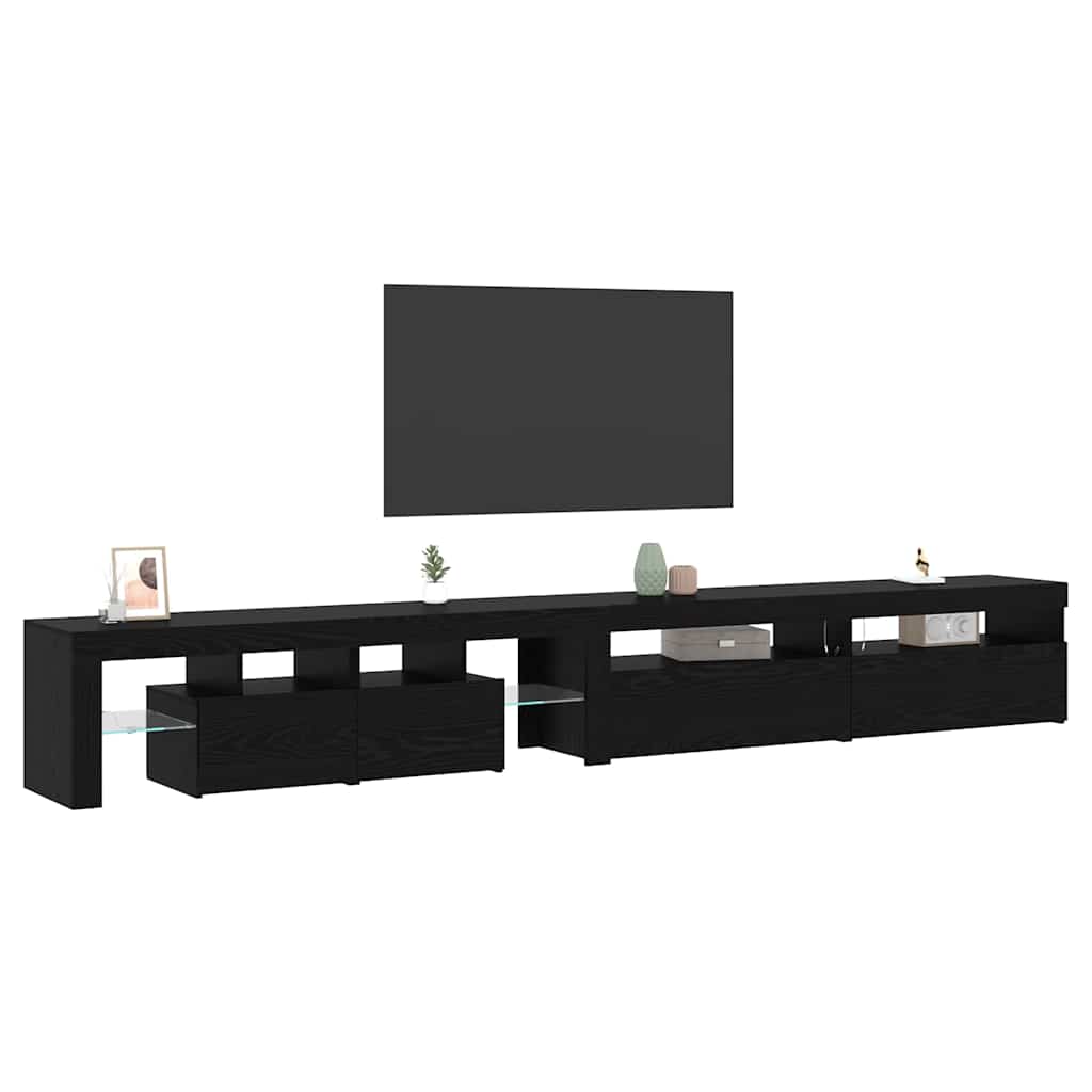 vidaXL TV-kast 3 pcs Zwart Eiken 260 x 37 x 40 cm Bewerkt hout