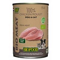 Biofood Organic 100% kippenvlees blik 400 gr hond & kat 12 x 400 gram