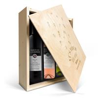 YourSurprise Wijnpakket in gegraveerde kist - Maison de la Surprise - Merlot, Syrah en Sauvignon Blanc
