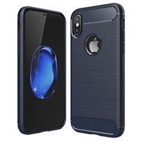 iPhone X Brushed TPU Case - Carbon Fiber - Donkerblauw