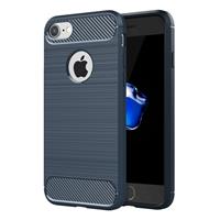 Apple Voor iPhone 8 & 7 geborsteld textuur Fiber TPU ruige Armor beschermende Case(Dark Blue)