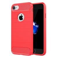 Apple Voor iPhone 8 & 7 geborsteld textuur Fiber TPU ruige Armor beschermende Case(Red)