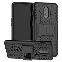 Anti-Slip OnePlus 6T Hybrid Case met Standaard - Zwart