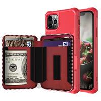 Business Style iPhone 11 Pro Max TPU Case met Portemonnee - Rood