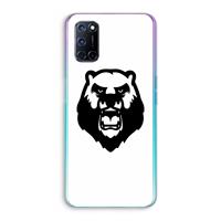 CaseCompany Angry Bear (white): Oppo A92 Transparant Hoesje