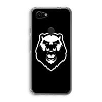 CaseCompany Angry Bear (black): Google Pixel 3a Transparant Hoesje