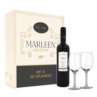 Wijnpakket met wijnglazen - Luc Pirlet Merlot - Bedrukte deksel