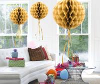 Honeycomb decoratie 30cm goudkleurig