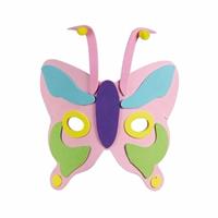 Bellatio Roze vlinder masker met paarse neus 18cm