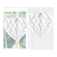 Hangdecoratie hart wit 30 cm