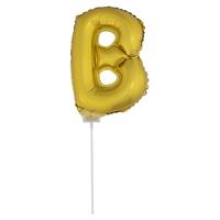 Bellatio Gouden opblaas letter B op stokje cm