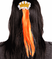 Oranje kroon speld met oranje haar Oranje