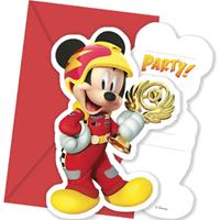 Disney 6 Mickey & Donald Racing uitnodigingen en enveloppen