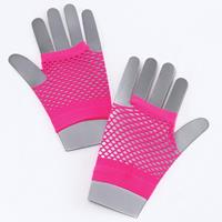 Roze korte visnet handschoenen voor volwassenen