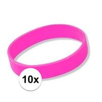 10x Siliconen armbandjes roze Roze