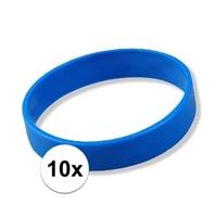 10x Siliconen armbandjes blauw Blauw
