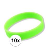 10x Siliconen armbandjes neon groen Groen