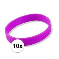10x Siliconen armbandjes neon paars Paars