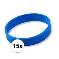 15x Siliconen armbandjes blauw Blauw