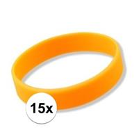 15x Siliconen armbandjes neon oranje Oranje