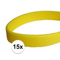 15x Siliconen armbandjes geel Geel