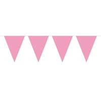 1x Mini vlaggenlijn / slinger baby roze 300 cm Roze